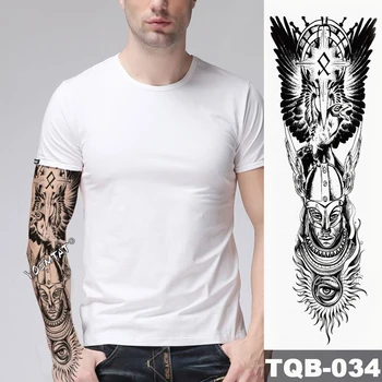 

New 1 Piece Temporary Tattoo Sticker Sacred Warrior cross style Tattoo with Arm Body Art Big Sleeve Large Fake Tattoo Sticker