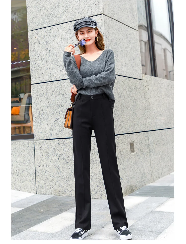 Женские шерстяные Широкие штаны, новая мода, плотные теплые шерстяные ...