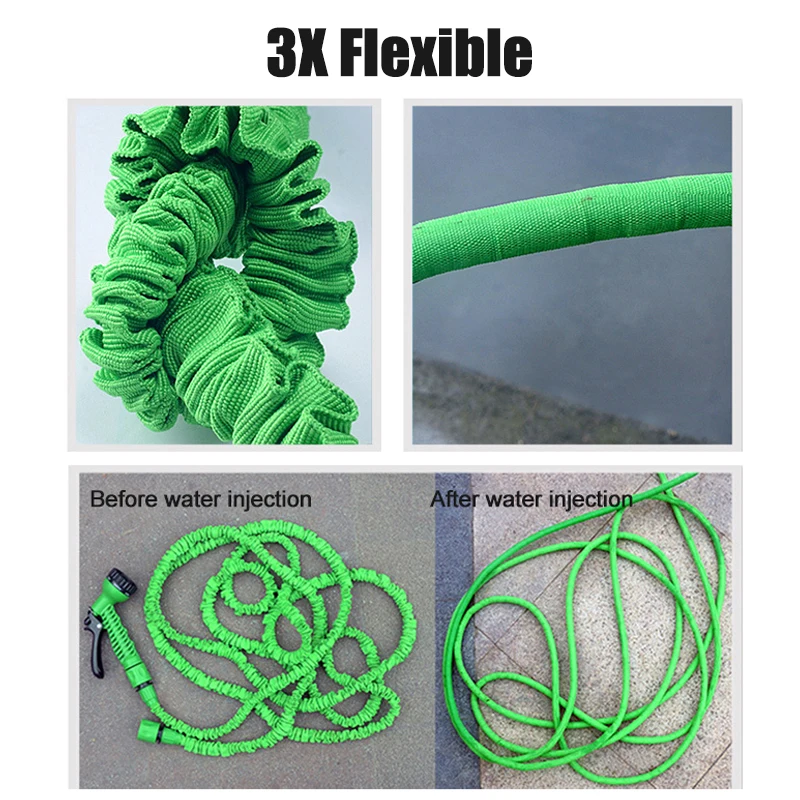 Expandable Garden Hose Flexible Hose Watering with Spray Gun Stretchable Hose Reel Outdoor High Pressure Plant Watering Hose