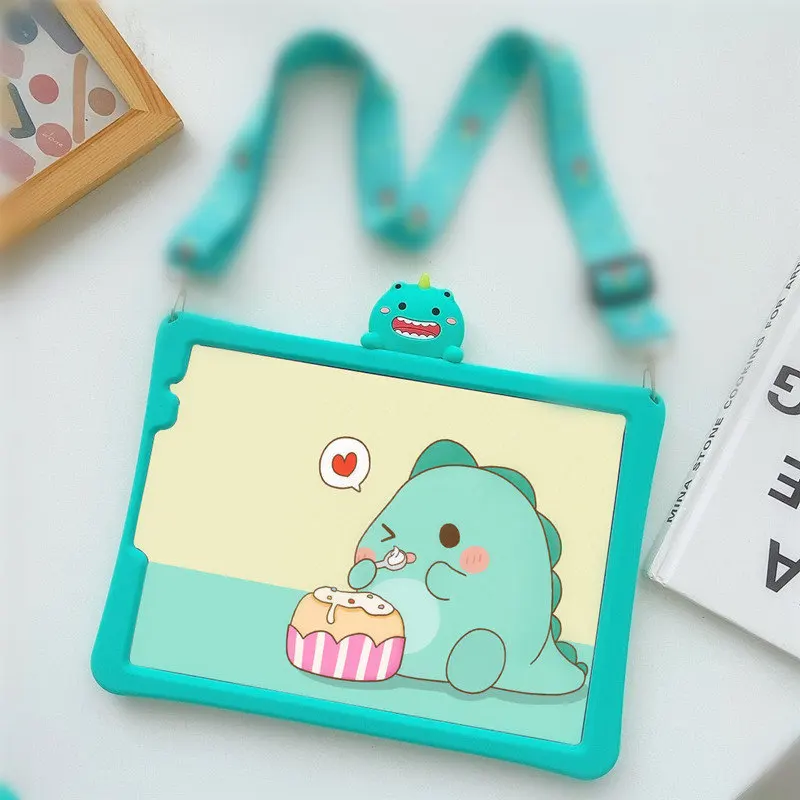 

Case For iPad 9.7 2017 2018 5th 6th 7th Gen 10.2 Cartoon Kids Cover For iPad Mini 1 2 3 4 5 Air 2 Pro 9.7 Silicon Funda + Strap