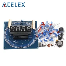 Módulo de reloj electrónico con alarma y pantalla LED giratoria DS1302, KIT de bricolaje, pantalla de temperatura LED para arduino, Envío Gratis