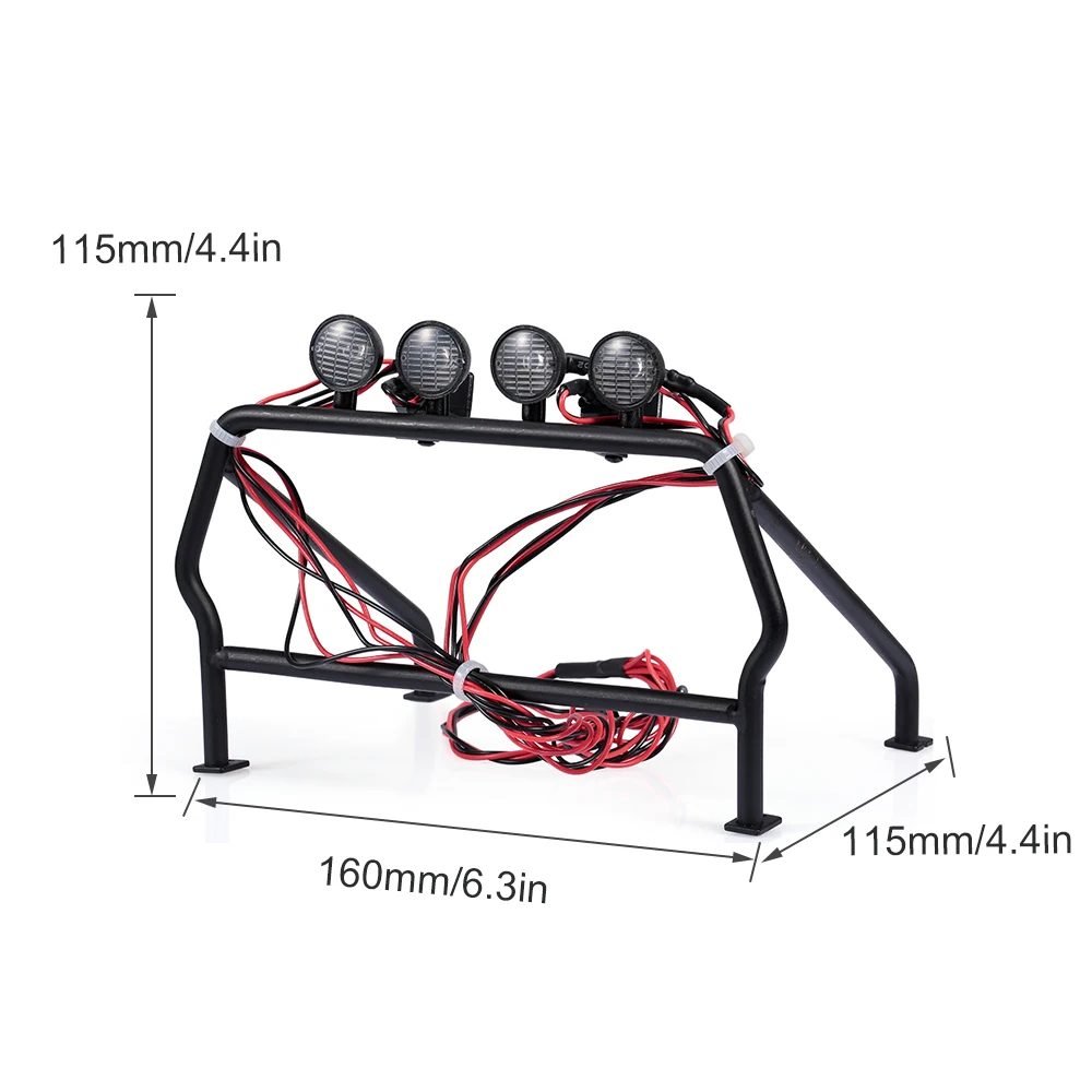 Металлическая рулонная клетка ковш с 6 светодиодный ными лампами для 1/10 Rc4wd Tamiya