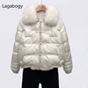 Lagabogy 2024Real Fox Fur Collar Winter Women 90%White Duck Down Jacket Ladies Short Warm Puffer Coat Female Loose Vintage Parka 6