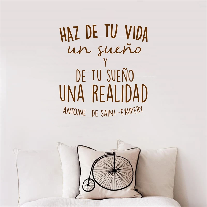 Spanish Inspirational positive Quotes Vinyl Wall Sticker Life Dreams Art Decals For Spanish Home Decoration acessories