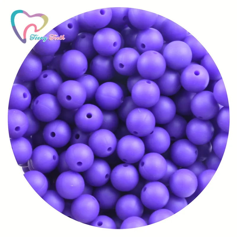24 цвета 10 шт круглые 15 мм Силиконовые перла Бусины Пищевой класс Детские Силиконовые Бусины Детские DIY Соска-Ниблер цепи аксессуары - Цвет: Purple Passion
