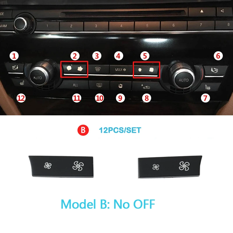 Консоли AC Нагреватель климат вентиляция объем Управление кнопка для BMW 5 GT 6 7 серия F10 F11 F01 F02 F06 520 523 525 530 730 740 - Цвет: Model B No OFF