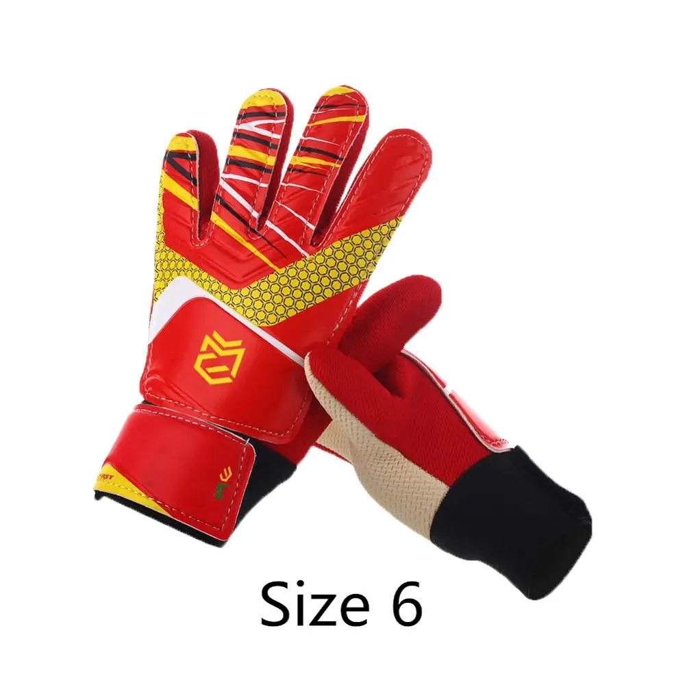 Red Size 6 Профессиональные детские Студенческие футбольные вратарские перчатки, футбольные ладони из натурального латекса, Вратарские варежки, 5 цветов, размер 5/6 - Цвет: Red Size 6