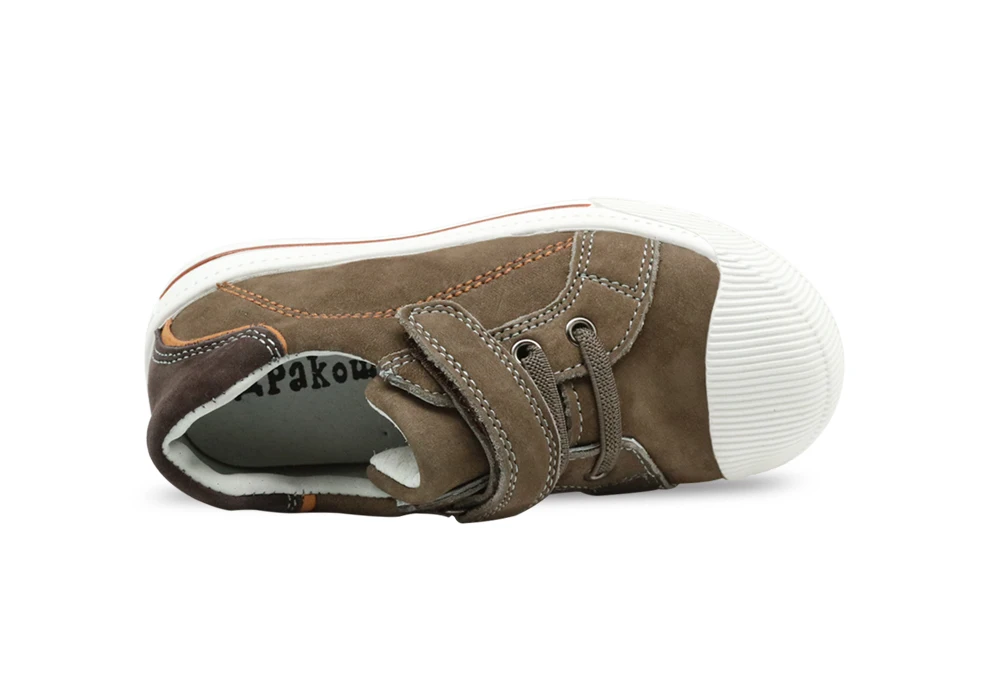 Apakowa/Детские кожаные кроссовки с низким верхом на липучке для мальчиков и девочек, уличная Нескользящая повседневная спортивная обувь для бега