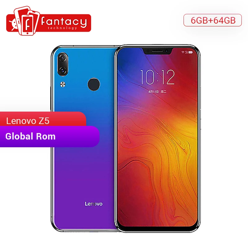 Lenovo Z5 с глобальной ПЗУ 6 ГБ 64 восьмиядерный смартфон Snapdragon 636 19:9 экран 2 дюймов Android