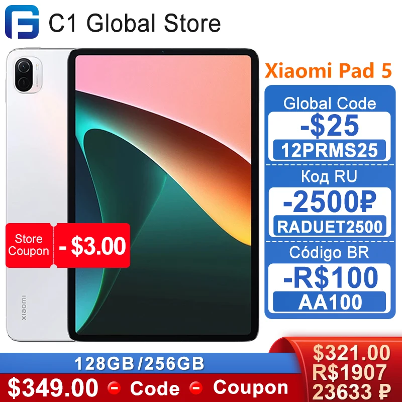 Планшет Xiaomi Pad 5 128 Гб/256 ГБ Snapdragon 860 MI планшет 22 Вт зарядное устройство 8720mAn 11 дюймов