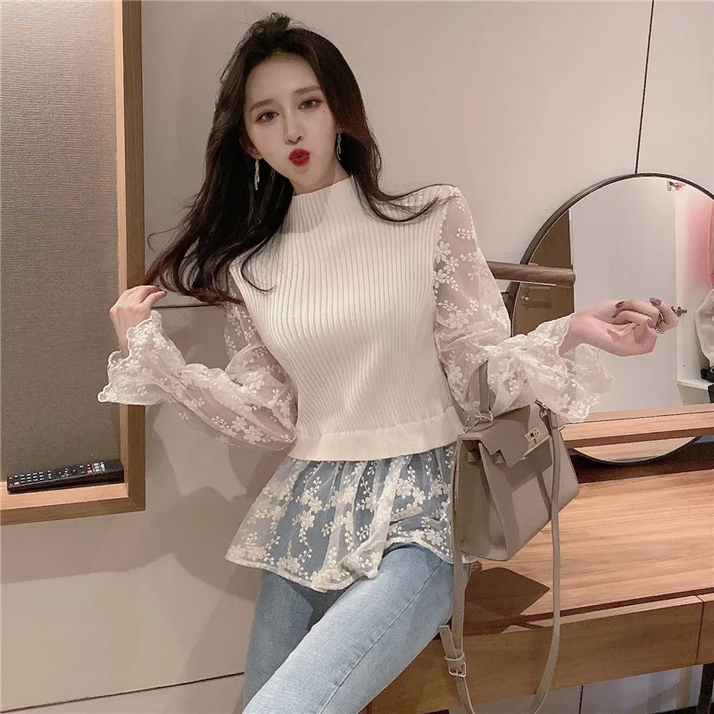 Autumn Winter Crop Top Sweater Cropped Cardigan V-neck Ruffles Cardigan 2021 Knitted Crop Top Casual Style Korean Jumpers pullover sweater