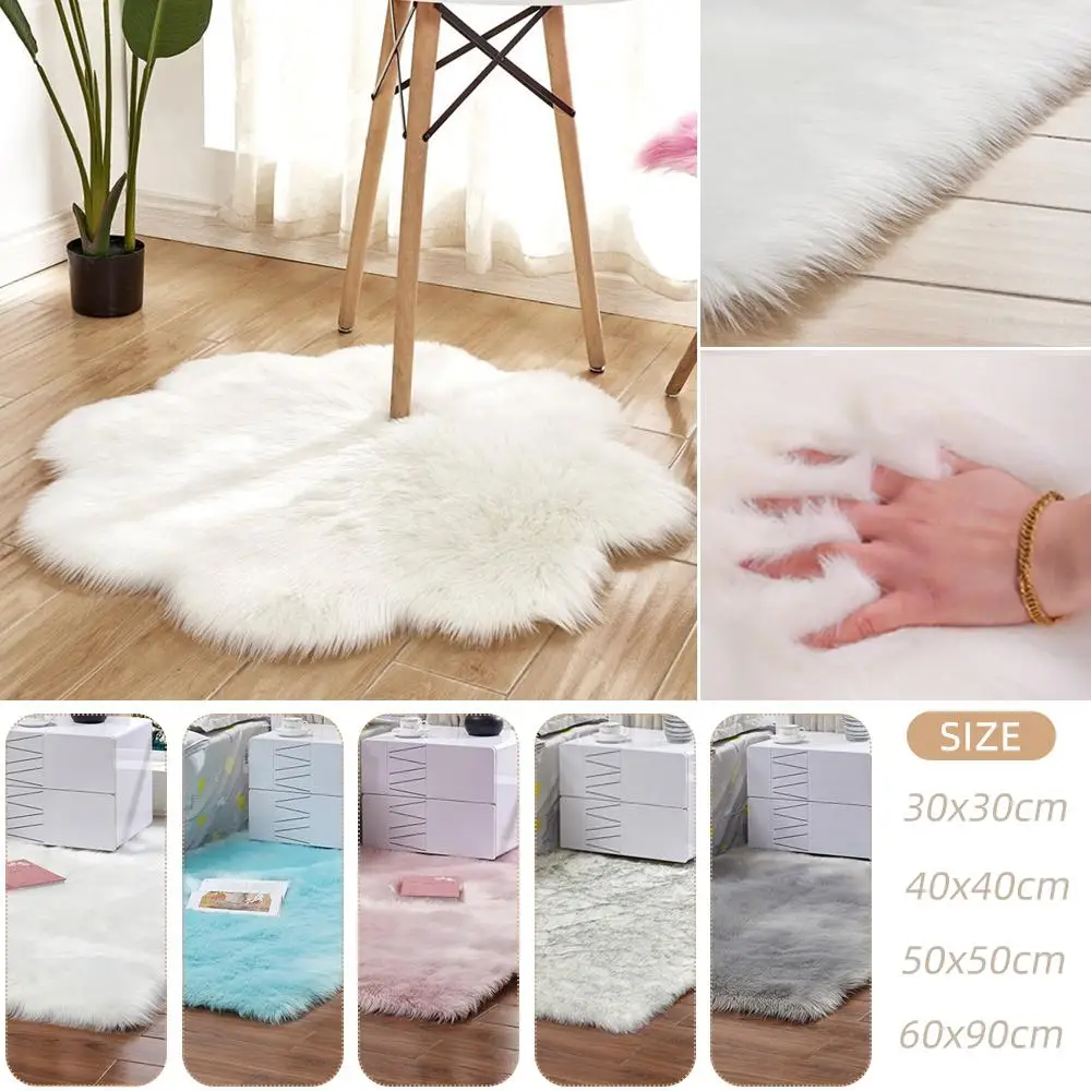 30 1pc Antiskid Soft Faux Fur Wool Carpet Indoor Sheepskin Rug Modern Carpet Mat Blue White Pink Gray Living Room 30x30cm