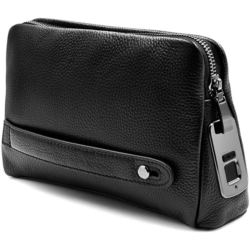 

Men's Fingerprint Bags for Men Leather Hand Bag Male Long Money Wallets Mobile Phone Pouch Men Messenger Bag Anti-Theft Purses