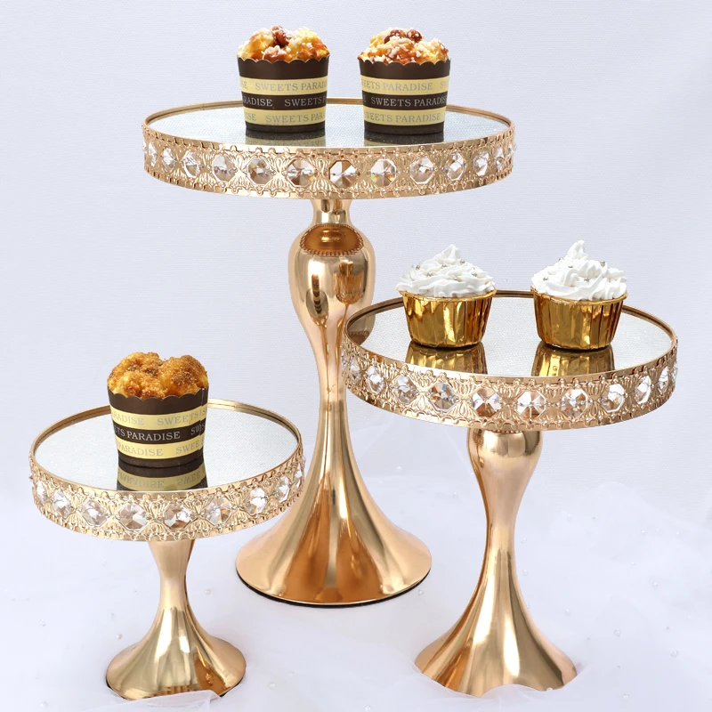 

Gold Color Crystal cake stand Wedding Dessert Tray Cupcake stands cake display Gold Colo