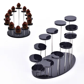 

Transparent Acrylic Necklace Ring Earrings Clear Stand Rotating Three Round Thick Podium Jewelry Ring Display Stand