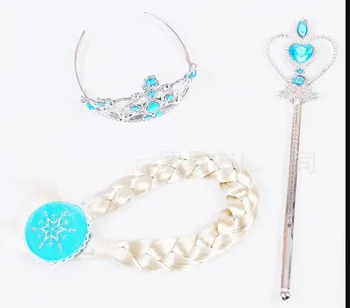 

Kids Cosplay Crown Wands Braid Wigs Gloves Elsa Anna Princess Cosplay Girl Tool Kits Children Playing House Party Gifts Favors