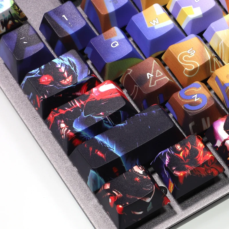 1 Set PBT 5 Côtés Sublimation Keycaps Source Plan Thème Jeu Capuchons Pour LOL Cerise Profil Keycap