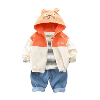 

Spring Autumn Children Cotton Baby Boy Girl Clothes Shirts Cartoon Hooded Pants 3Pcs/sets Outfit Kids Fashion Toddler Tracksuits