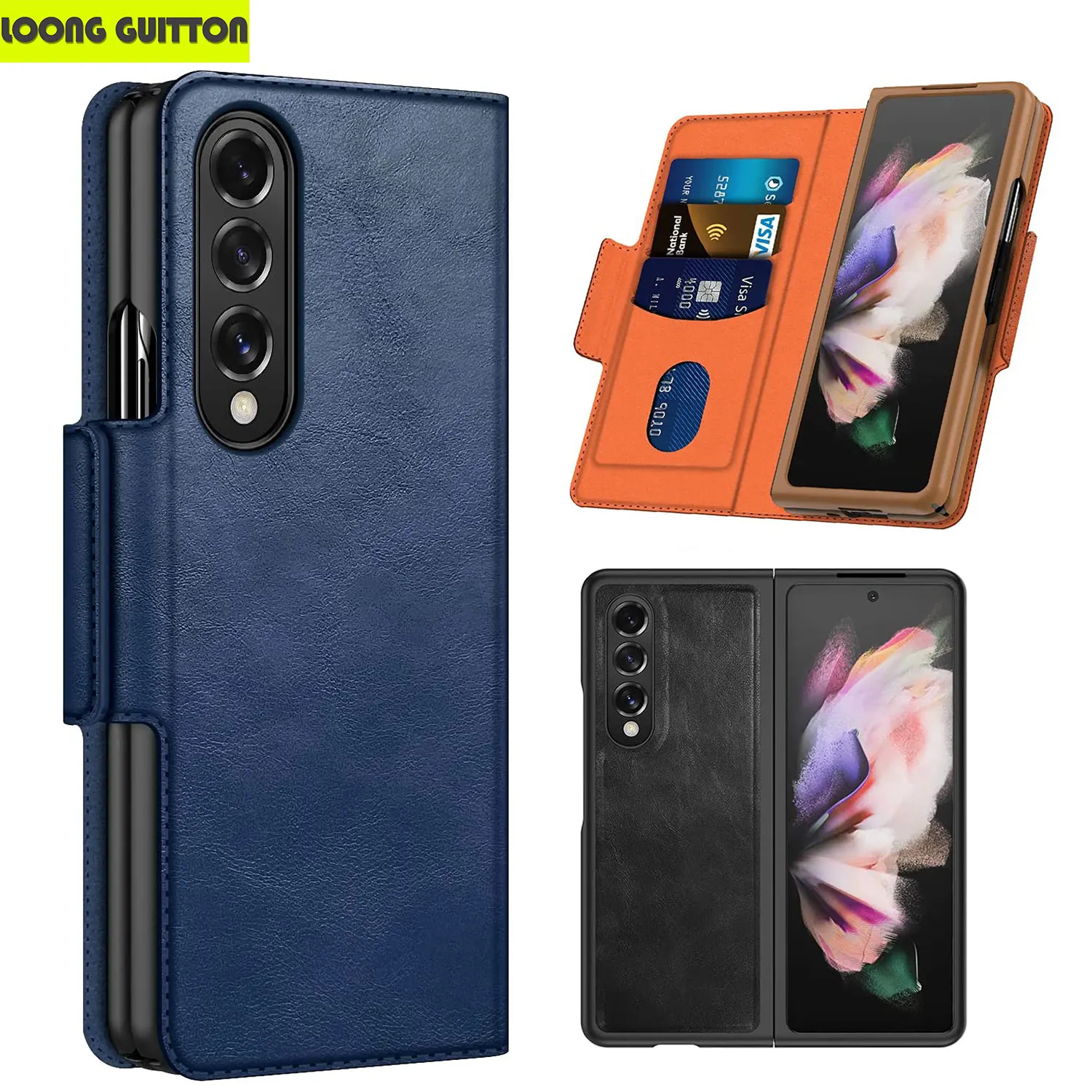 Vera Pelle Per Samsung Galaxy Z Fold 3 4 5G Custodia Portafoglio All Inclusive Spliting Flip Cover Magnetica Per Galaxy Z Fold 3 4