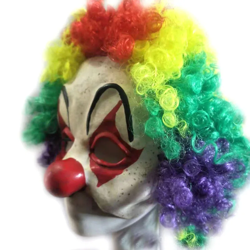 Funny Colorful Hair Clown Mask Adult Latex Masks for Masquerade Party Scary Big Red Nose Clowns 1 Funny Colorful Hair Clown Mask Adult Latex Masks for Masquerade Party Scary Big Red Nose Clowns 2