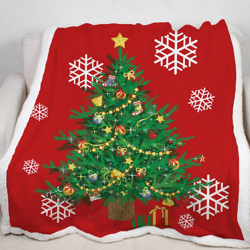 Merry Christmas Blanket Decorations For Bed Sofa Cartoon Microfiber Floor Blankets Pads New Year Xmas Party Decoration