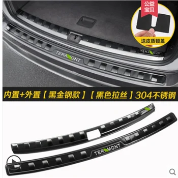 

Stainless Steel Inner & Outer Rear Bumper Protector Cover Trim For Volkswagen VW Atlas Teramont 2017 2018 2pcs Car Accessories