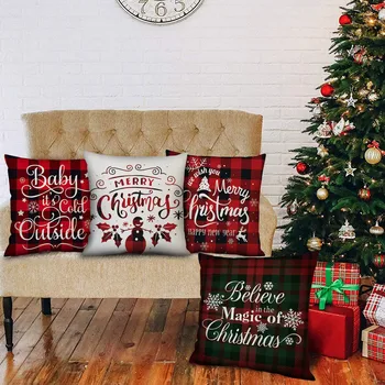 

4PC Colorful Multi Letter Christmas Pillow Covers Embroidery Throw Pillow Case For Home Car Decorative Pillowcase Linen Cushion