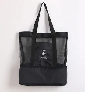 Двухслойная Портативная сумка-холодильник на одно плечо сумка-холодильник для хранения тепловой мешок сетка Чехлы для пивных банок коробка для пикника крутая сумка - Цвет: Черный