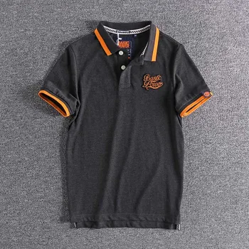 

2020 new arrival Contrast splicing American youth polo shirt men's Beaded floor cloth men's Lapel NEW slim fashion tops 080