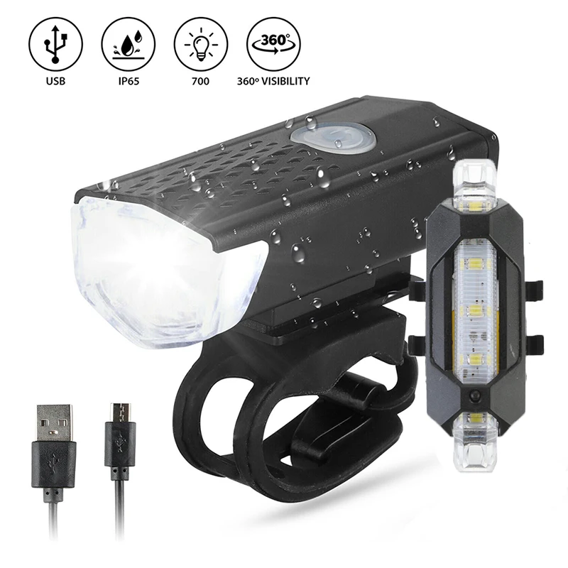 Description Picture 6 of itemBicycle Light USB LED Rechargeable Set Mountain Cycle Front Back Headlight Lamp Flashlight Bike Light Front Back Cycling Light