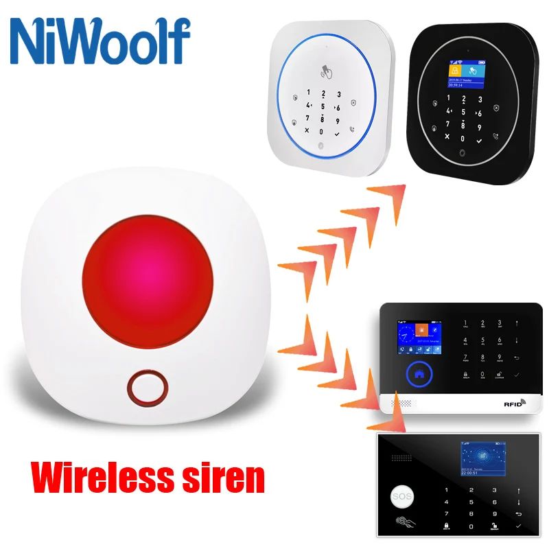 noise alarm for home Wireless Siren 433MHz Indoor Strobe Siren Or Tuya Wifi Light Siren Alarm 100dB For Our Tuya Smart Home Wifi Gsm Alarm System alarm siren