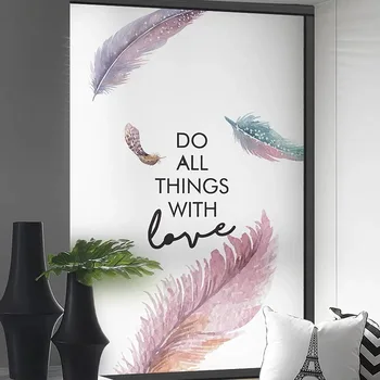 

Custom Size Privacy Film Colored Feather Glass Sticker Frosted Static Glue Free Stained Sliding Door Home Decorative Window Film