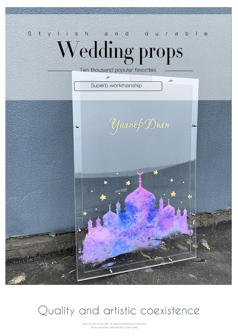 Customize Guestbook Transparent Frame Personalised Wedding Guest Book Alternative Five-Pointed Star Drop Box Top Signature