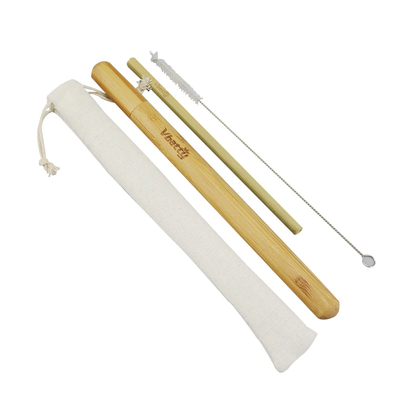 

Reusable Bamboo Drinking Straw Biodegradable Wood Cocktail Straws Tableware with Cleaning Brush Set Home & Kitchen Tool