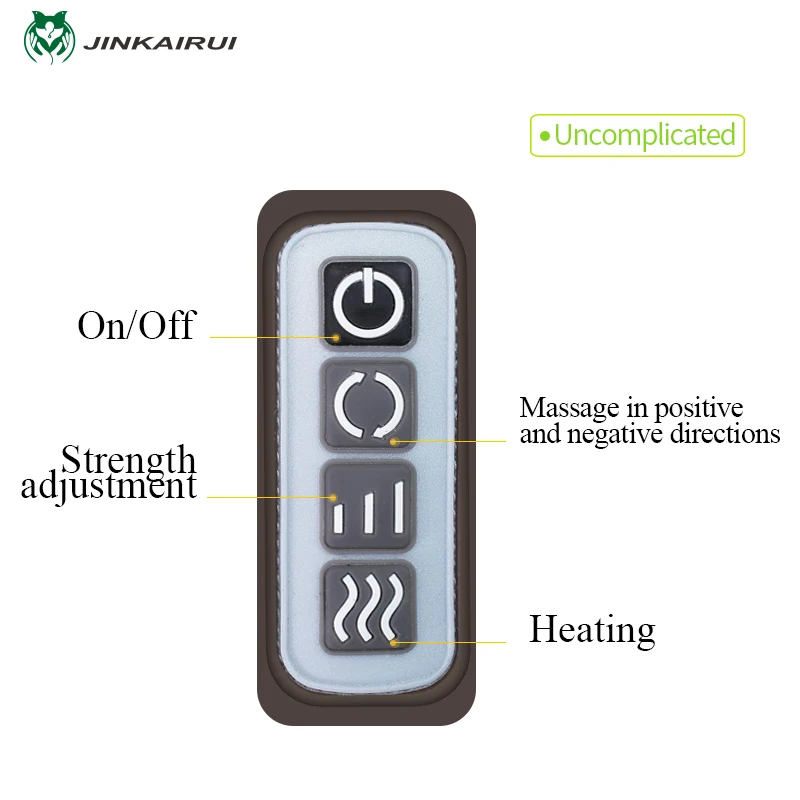 Jinkairui U Shape Shiatsu Neck Massage Shawl 4-buttons with Infrared Heated Kneading Home Car Dual-use Gift Relief Pain for Body