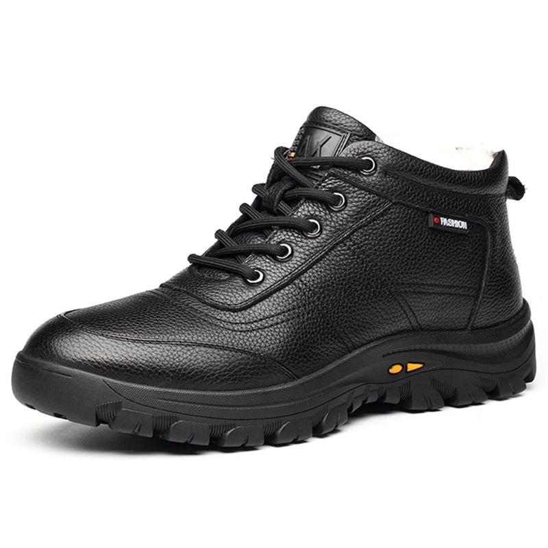 Men Shoes Genuine Leather 100% Wool Lining Winter Super Keep Warm Outdoor Ankle Boots Snow Boots Men's Casual Shoes