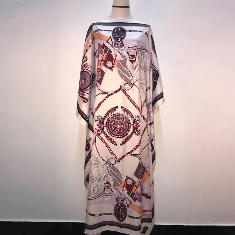 Kuwait Fashion Blogger Recommend Popular printed Silk Kaftan Maxi dresses Loose Summer Beach Bohemian kaftan long dress for lady