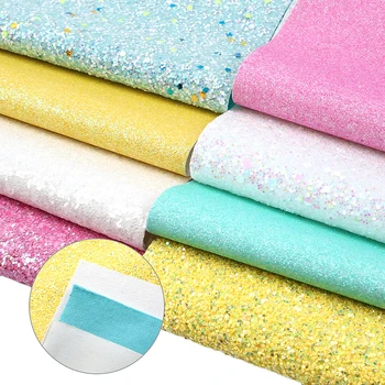 

David accessories 8pcs/set 20*34cm Glitter Faux Synthetic Leather Fabric DIY Bow Bag Sewing Material Fabric Sheets,1Yc10224