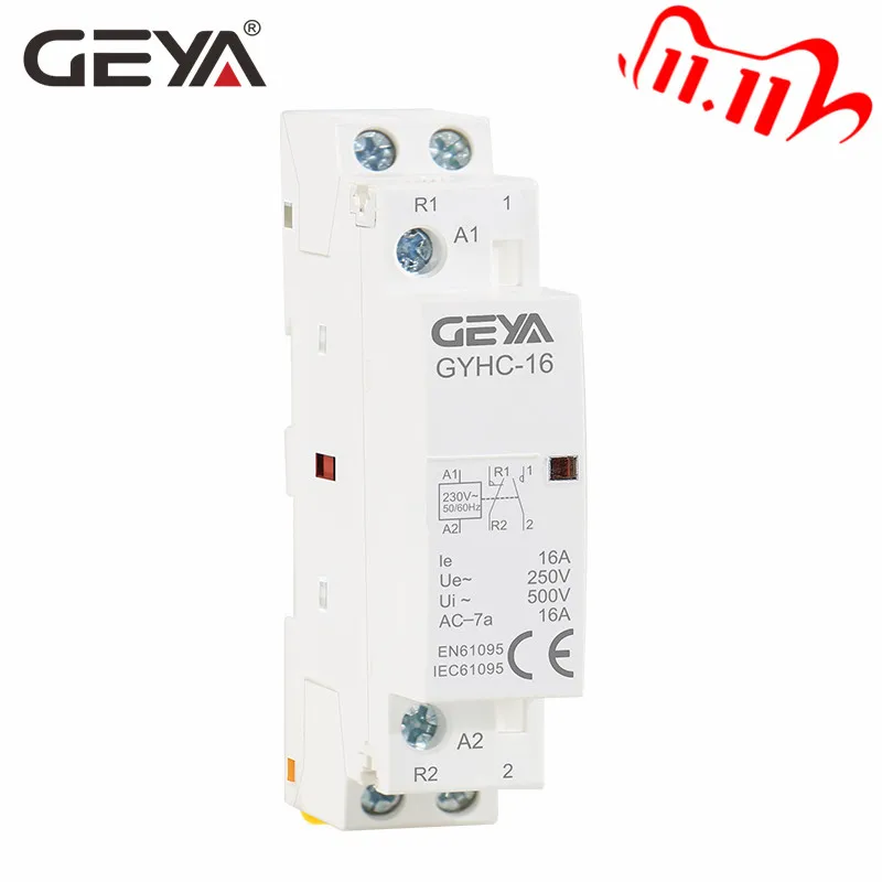 GEYA 2P 16A 1NO1NC 2NO & 2NC бытовой модульный контактор переменного тока 220 В 230