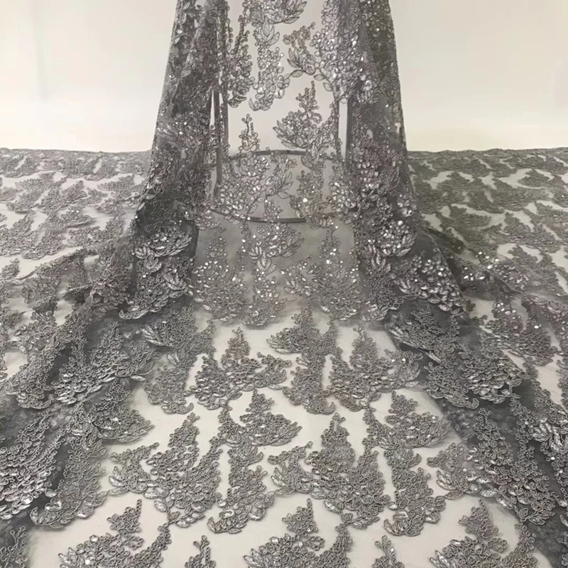 Африканская кружевная ткань высокого качества швейцарская вуаль кружевная вышитая тюль ткань с блестками для нигерийского свадебного вечернего платья - Цвет: 07