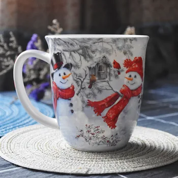 

Originality Cartoon Snowman Pattern Ceramics Coffee Mugs Office Drink Cold Water Cup Afternoon TeaCappuccino Latte Milk Cups