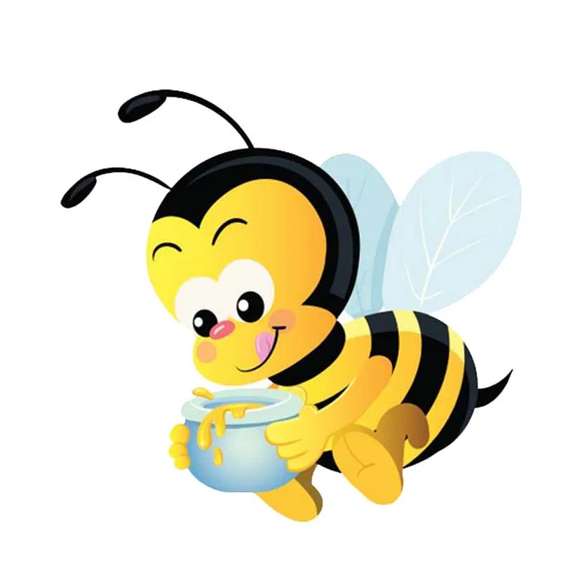 

Bees That Eat Honey Cartoon Vinyl Car-Sticker for Car Window Bumper Trunk Auto Laptop Uv Protection Vinyl Car Decoration 15*14cm