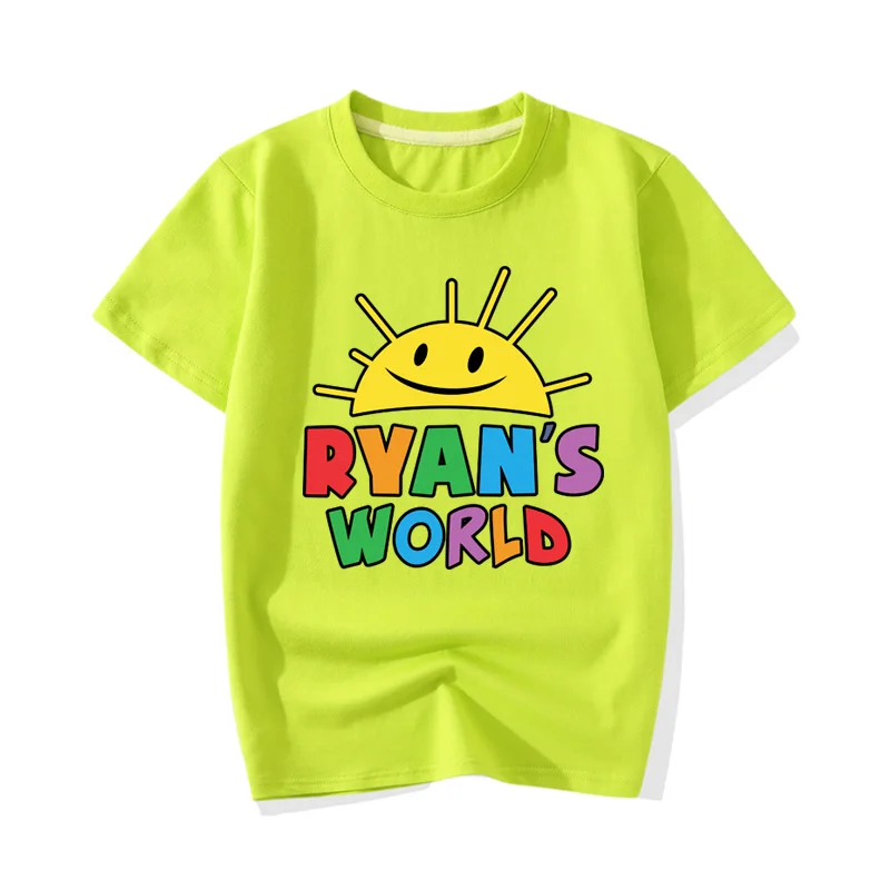 Одежда с принтом «Ryan's World» для мальчиков и девочек летние футболки с короткими рукавами для малышей Детские футболки, топы, одежда JY085 - Цвет: Light Green T-shirt