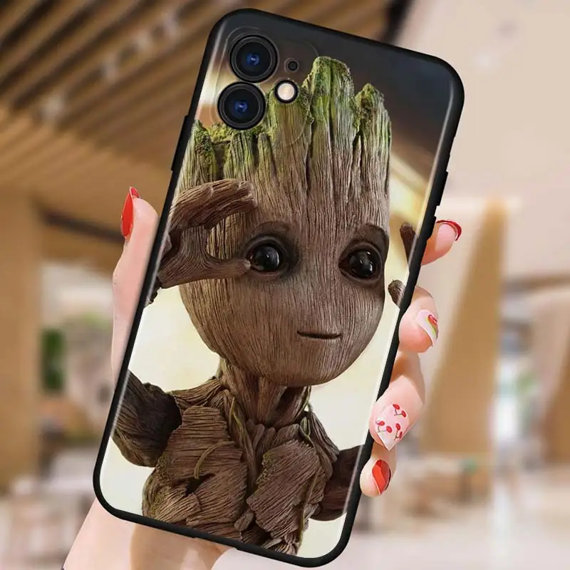 Groot Marvel Avengers for Apple iPhone 12 Pro Max Mini 11 Pro XS Max X XR 6S 6 7 8 Plus 5S SE2020 Soft Black Phone Case best iphone 12 mini case