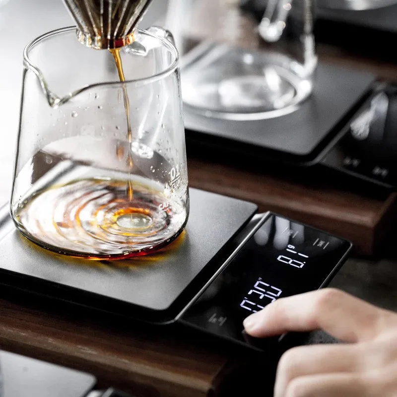

Hand Coffee Electronic Scale Bar Counter Kitchen Food Scale Black white Preservation Timing Weighing LED Display Birthday Gift
