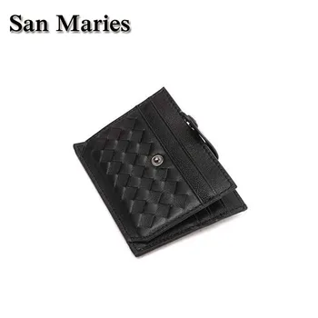 

San Maries Card Holder Women And Men Sheepskin Genuine Leather Wallet Ultra-thin Handmade Unisex Credit ID Business Bank Purse