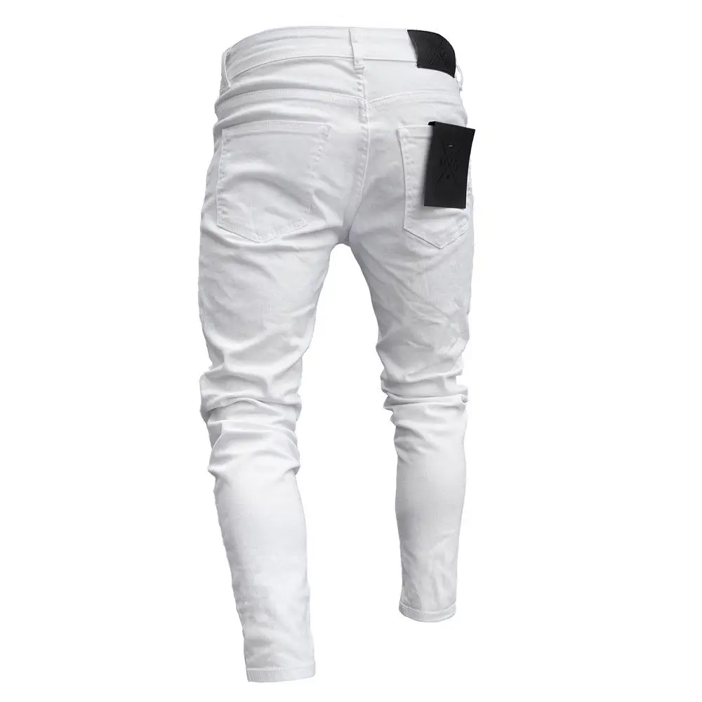 Mens Stretch Ripped Skinny Biker Jeans Pants Destroyed Slim Fit Denim Trousers men cotton pants