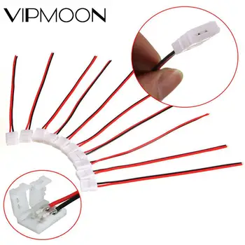 

Wholesale 10Pcs PCB Cable 2 Pin LED Strip Connectors 3528/5050 8m/10mm Width PCB Ribbon Single Color Adapter