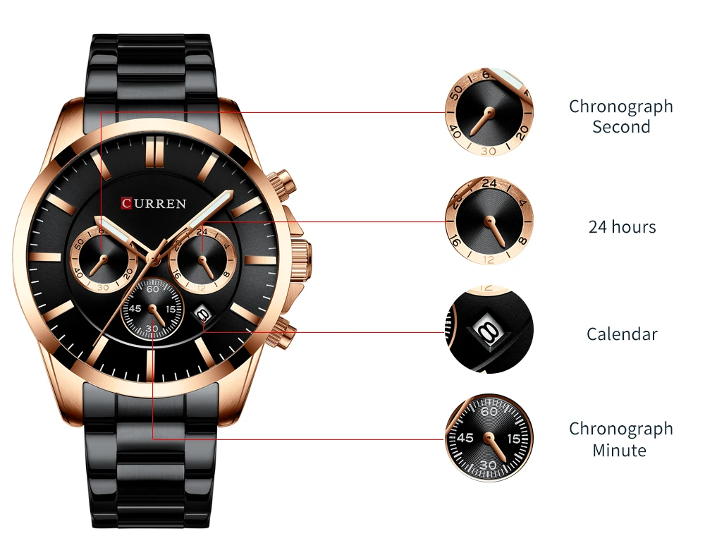 CURREN военные часы мужские модные повседневные кварцевые наручные часы из нержавеющей стали с хронографом Авто Дата Relogio Masculino