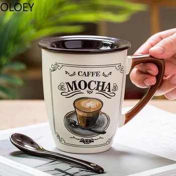 

Handmade Milk Coffee Mugs with Lids and Spoon Travel Cups and Mugs Large Luxury Coffee Mugs Ceramic Simple Tazas Para Cafe